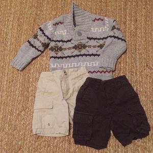 Bundle of boys sweater and 2 shorts